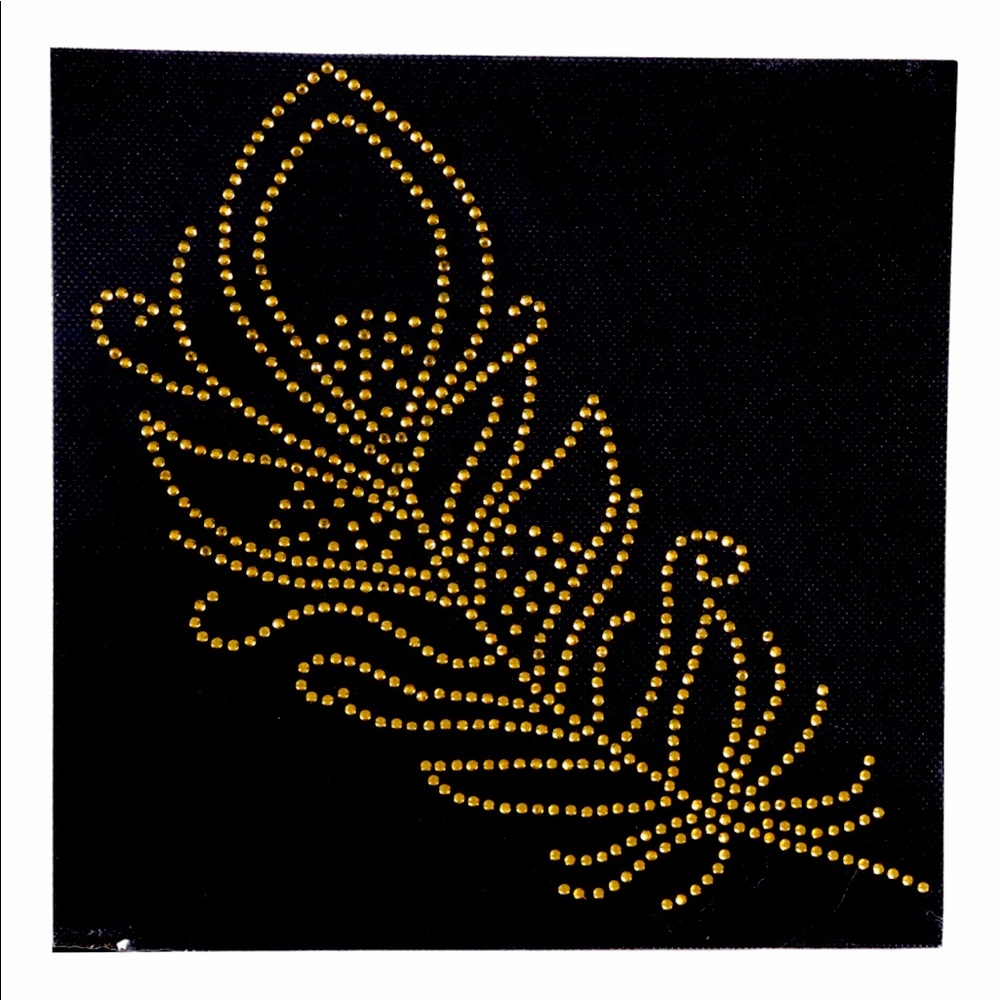 Crafter’s Square Golden Peacock Feather Iron-On Rhinestone Patch $FIRM